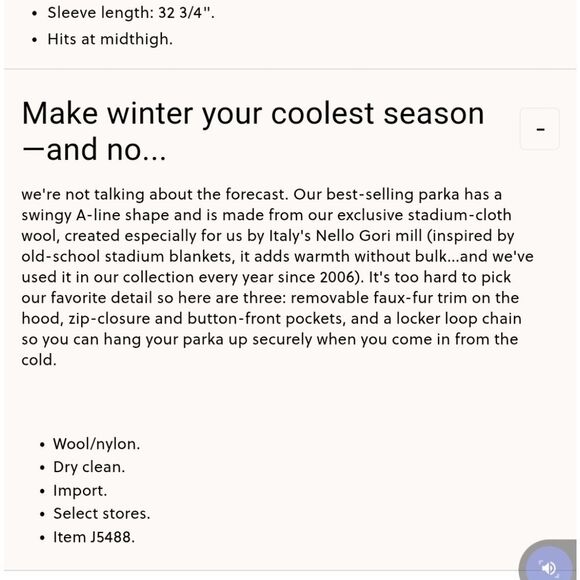 J. Crew Chateau Parka Coat Italian Stadium Cloth Wool Fur Hood Light Blue 4 - Picture 16 of 16